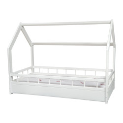 Kinderbett mit Matratze STANDARD Hausbett Einzelbett mit Rausfallschutz 160x80cm